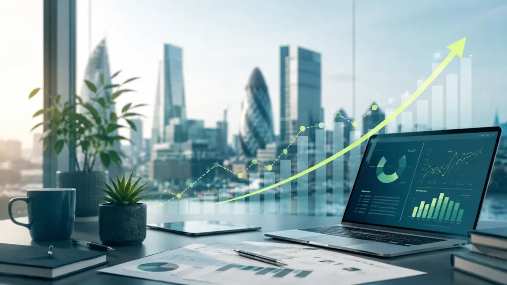 Growth dashboard showing how to get more clients as an accountant in London through SEO, ads and digital visibility